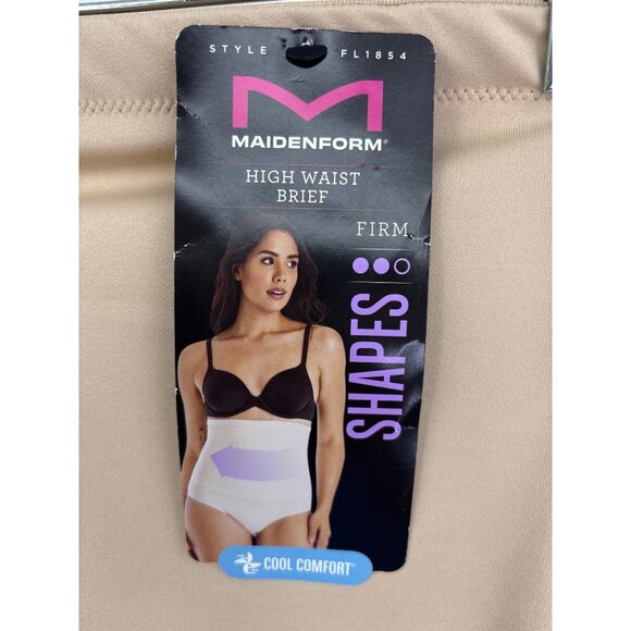 Maidenform 1854 Firm Control High Shape Brief Shapewear Beige XL NEW - Picture 3 of 7
